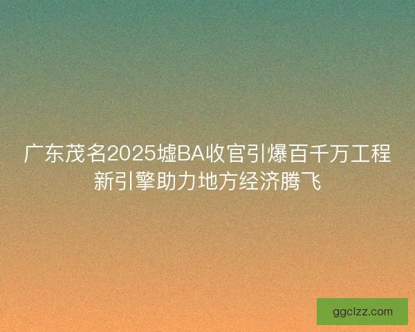 广东茂名2025墟BA收官引爆百千万工程新引擎助力地方经济腾飞