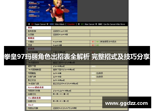 拳皇97玛丽角色出招表全解析 完整招式及技巧分享